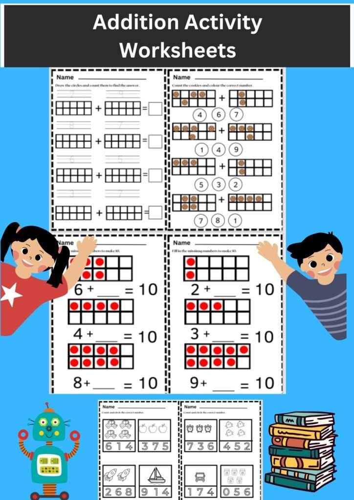 Addition Activity Worksheets for Kindergarten - Downloadable Worksheets