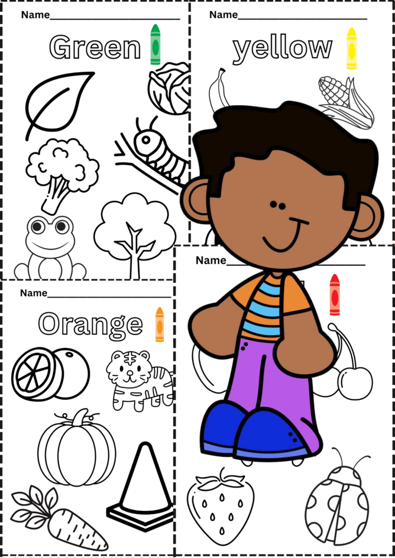 Color names with pictures for kindergarten and preschool( 10 pages)