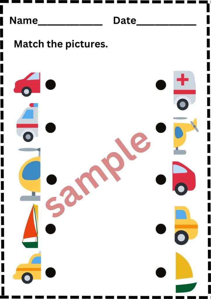 Picture Matching Activities (10 Pages) for Pre-schoolers - Downloadable ...