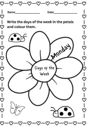 Days of the Week (28 worksheets) - Downloadable Worksheets