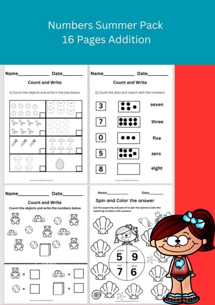 summer vacation homework for class 1 maths