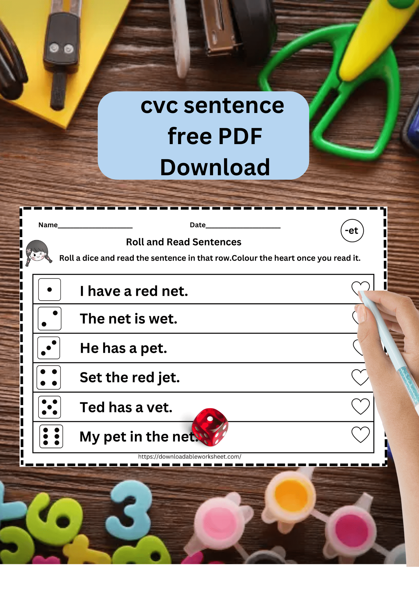free cvc sentence