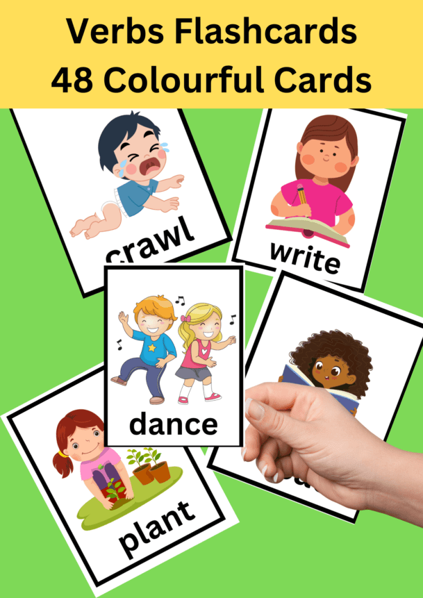 48 printable verb flashcards for little learners