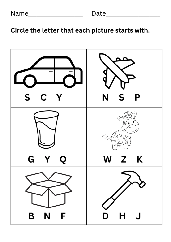 Beginning Sound Worksheets Printables for Kindergarten