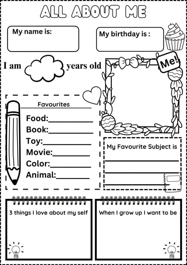 All About Me Worksheet