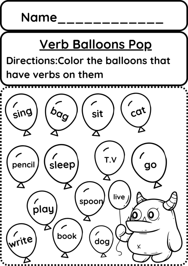 Verb Worksheet pdf Bundle