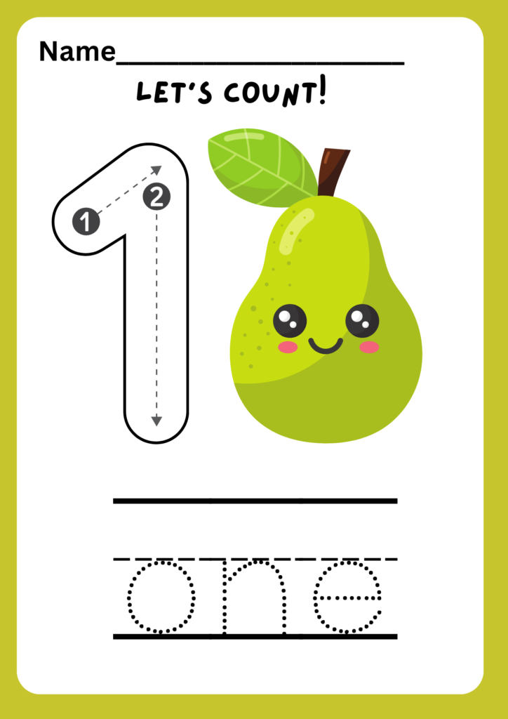 number 1 worksheet preschool