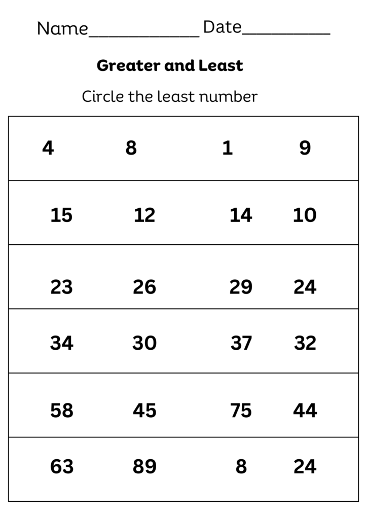 More or Less Worksheets for Kindergarten (17 Pages)