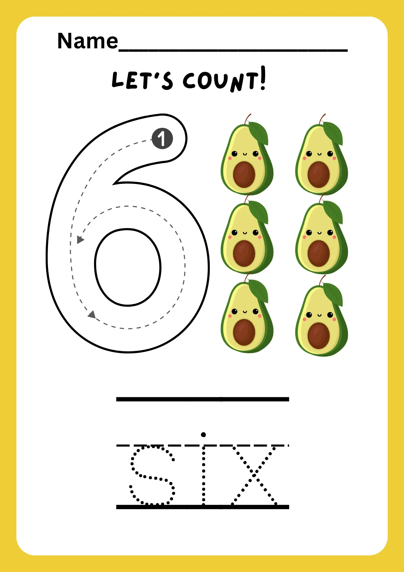 6 number 6 free worksheet