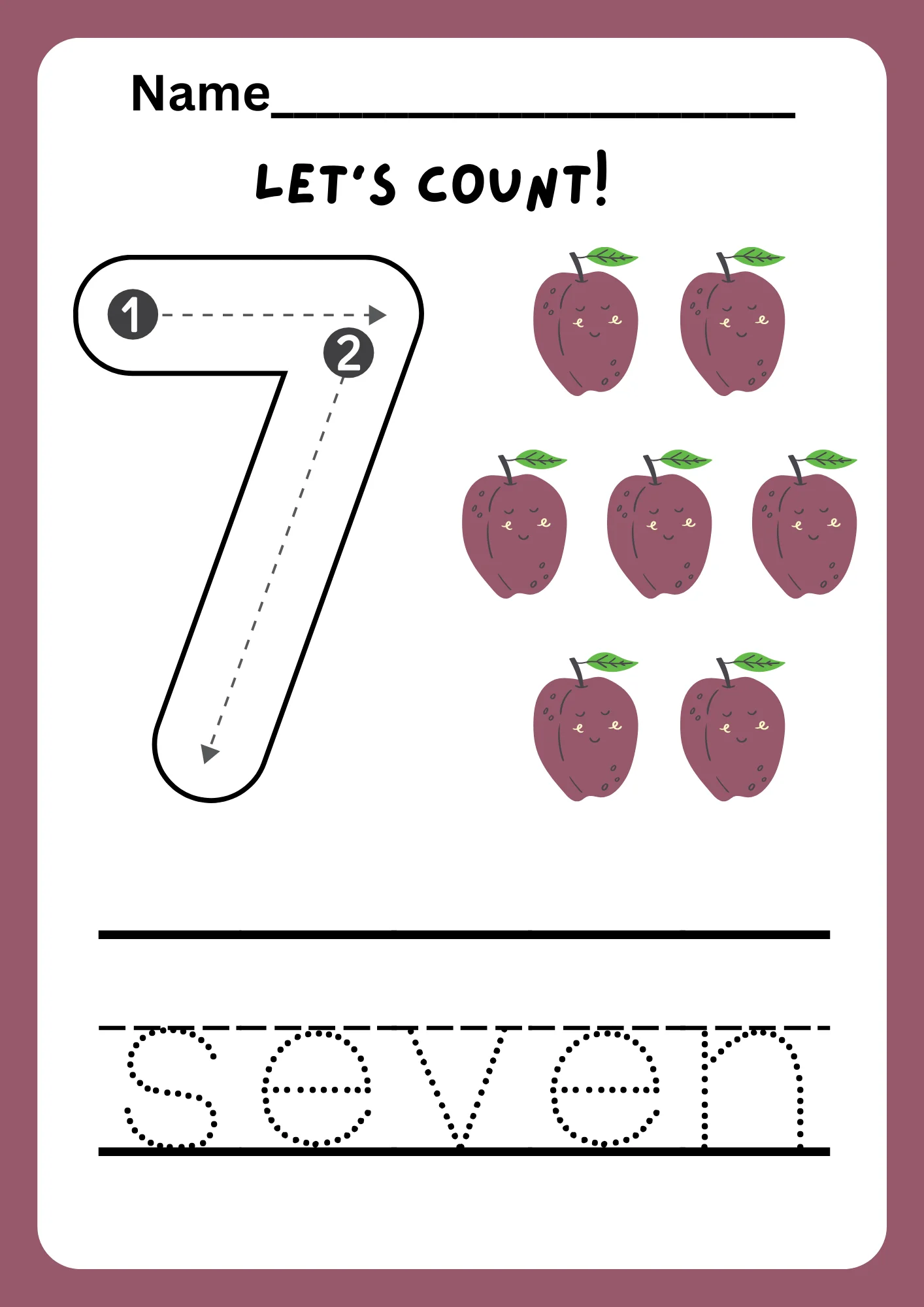 7 number 7 free worksheet