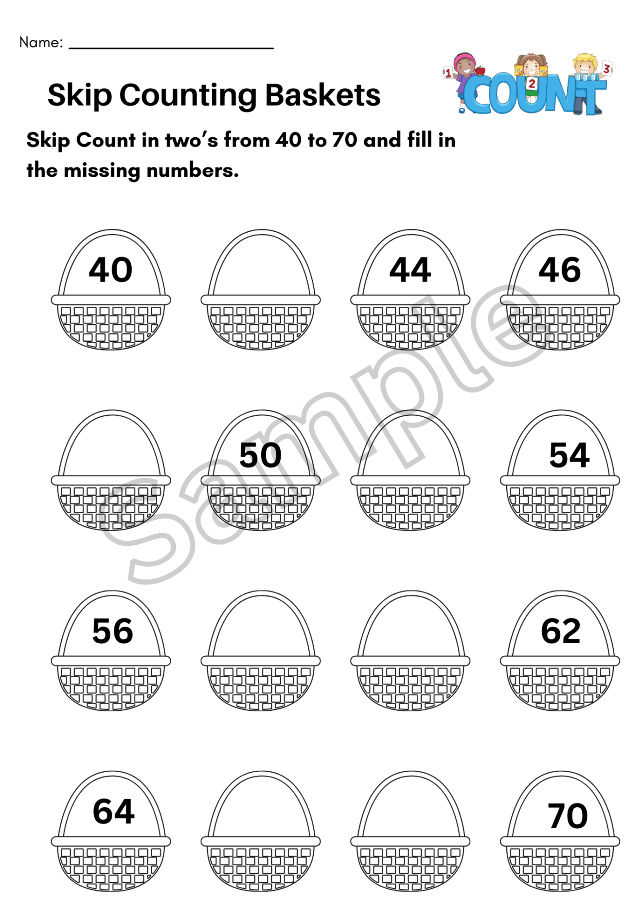 Skip Counting by 2 Worksheets