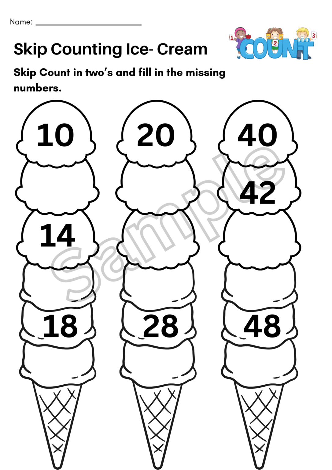 Skip Counting by 2 Worksheets