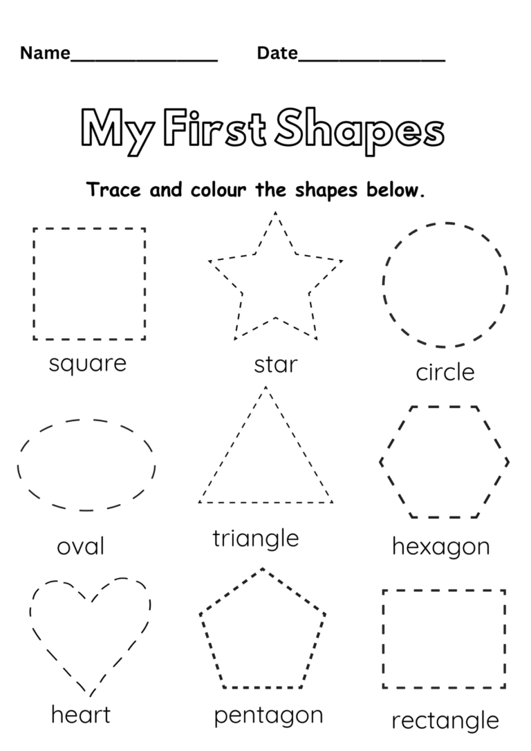 Shapes Tracing worksheets For Preschool Free