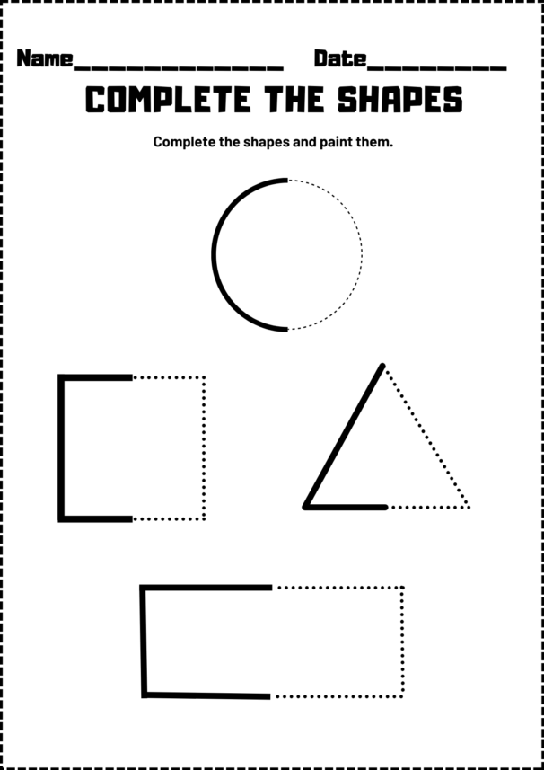 Complete the 2d shapes free worksheets