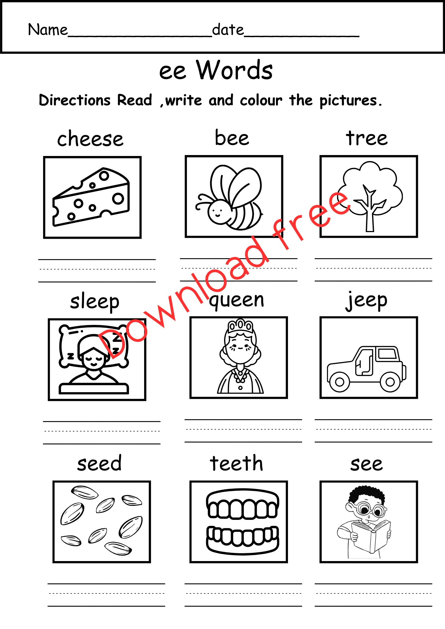 ee words (1) ee words worksheet