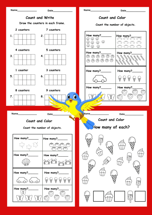 counting worksheets for kindergarten