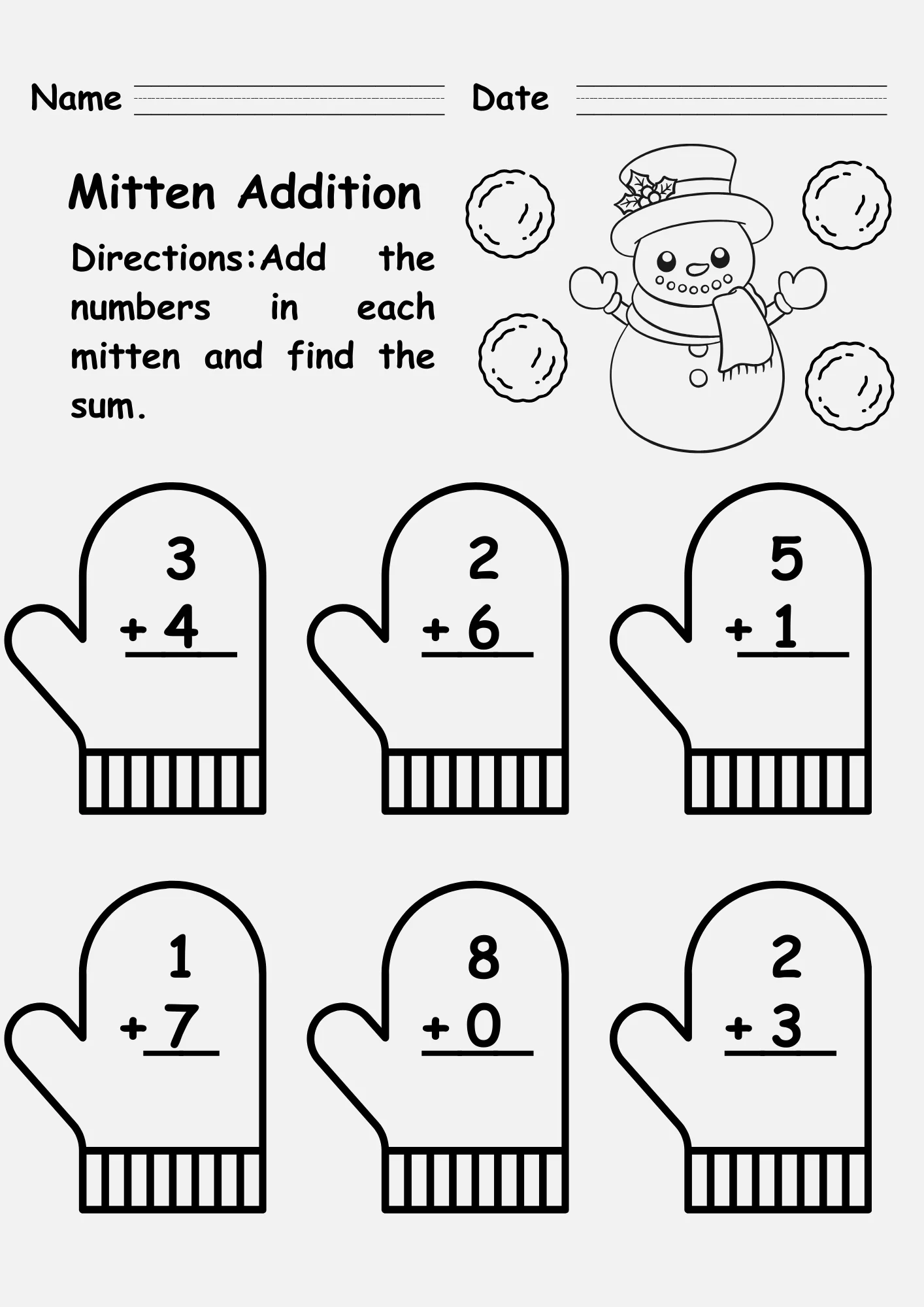 winter activity sheets free