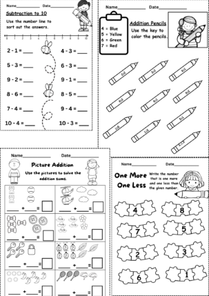 Kindergarten addition and subtraction worksheets (30 Printables ...