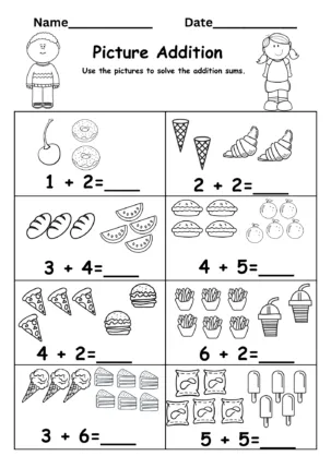 kindergarten addition worksheet free