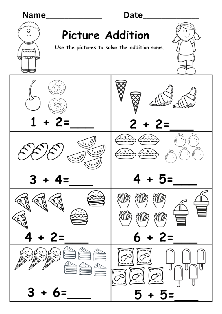 kindergarten addition worksheet free