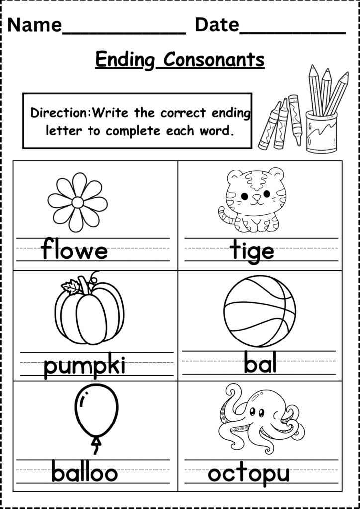 Missing letters Worksheet Kindergarten