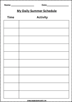 Summer Schedule for Kids