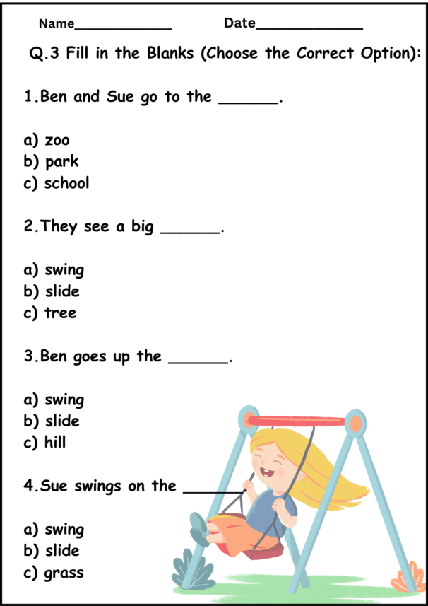 Reading Comprehension Passage for Kindergarten Level A ( Basic Level) Free