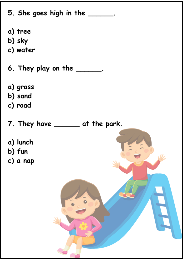 Reading Comprehension Passage for Kindergarten Level A ( Basic Level) Free