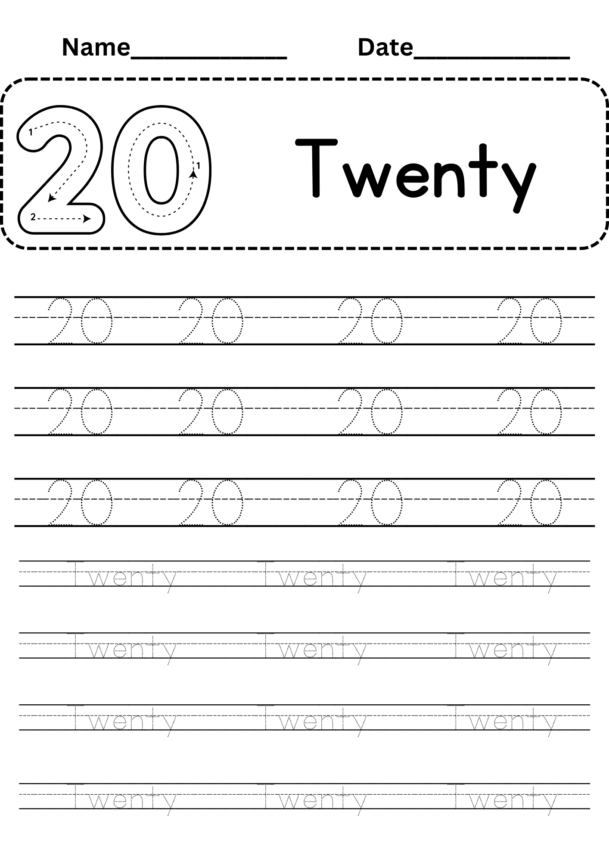 Number Tracing 11 to 20