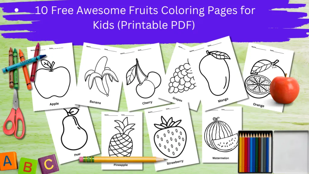 fruits coloring pages for kids