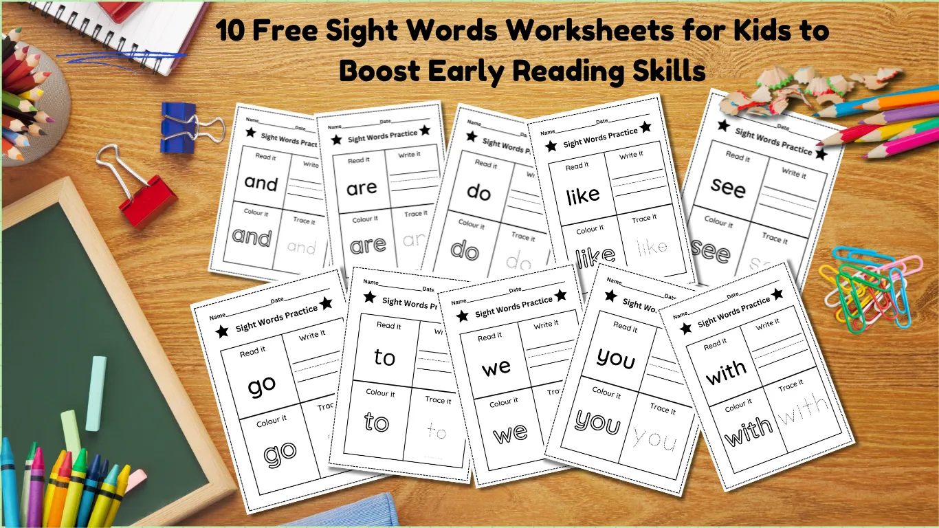 Sight words worksheets for kindergarten