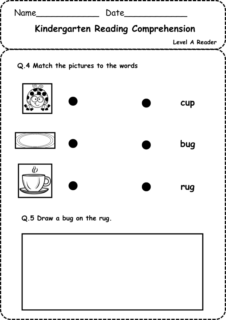 free Kindergarten Reading Comprehension worksheet (Level A)