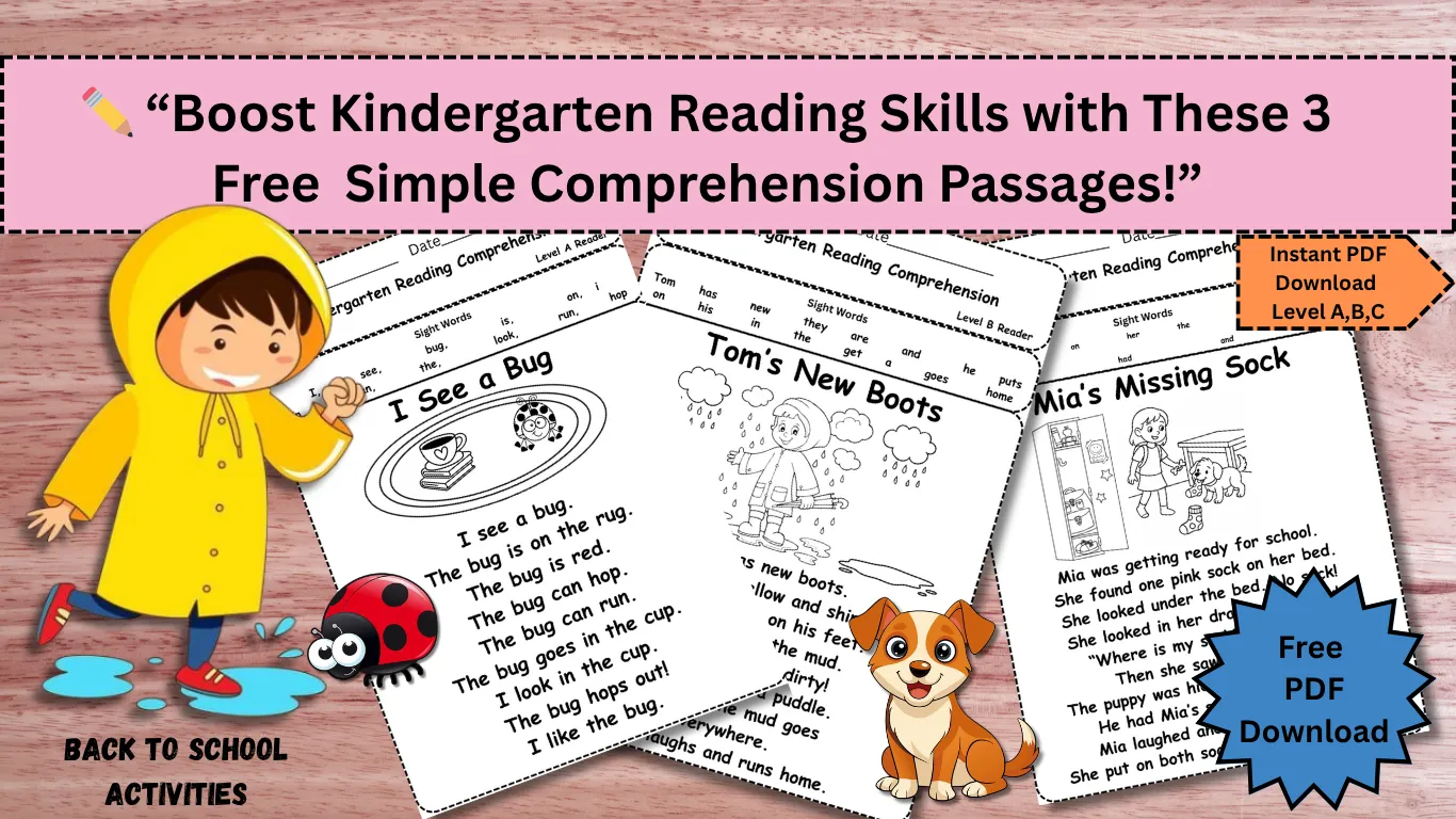 Kindergarten reading comprehension worksheets