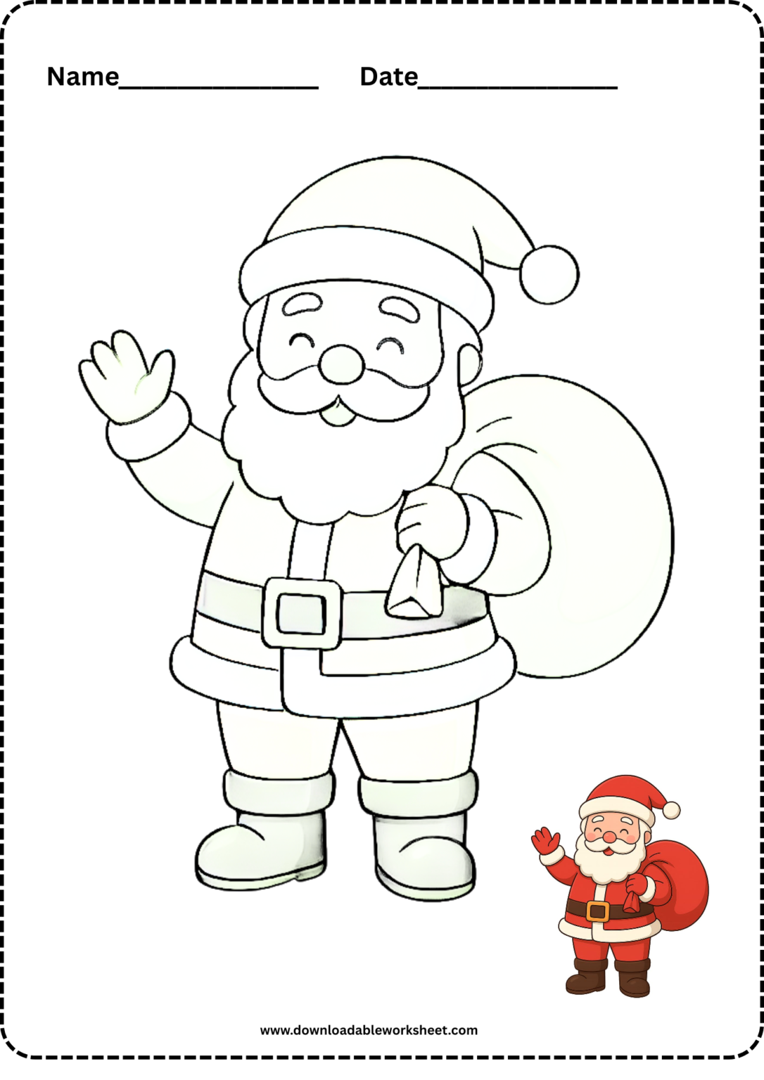 Santa Coloring Page | Fun Christmas Copy & Color Worksheet for Kids