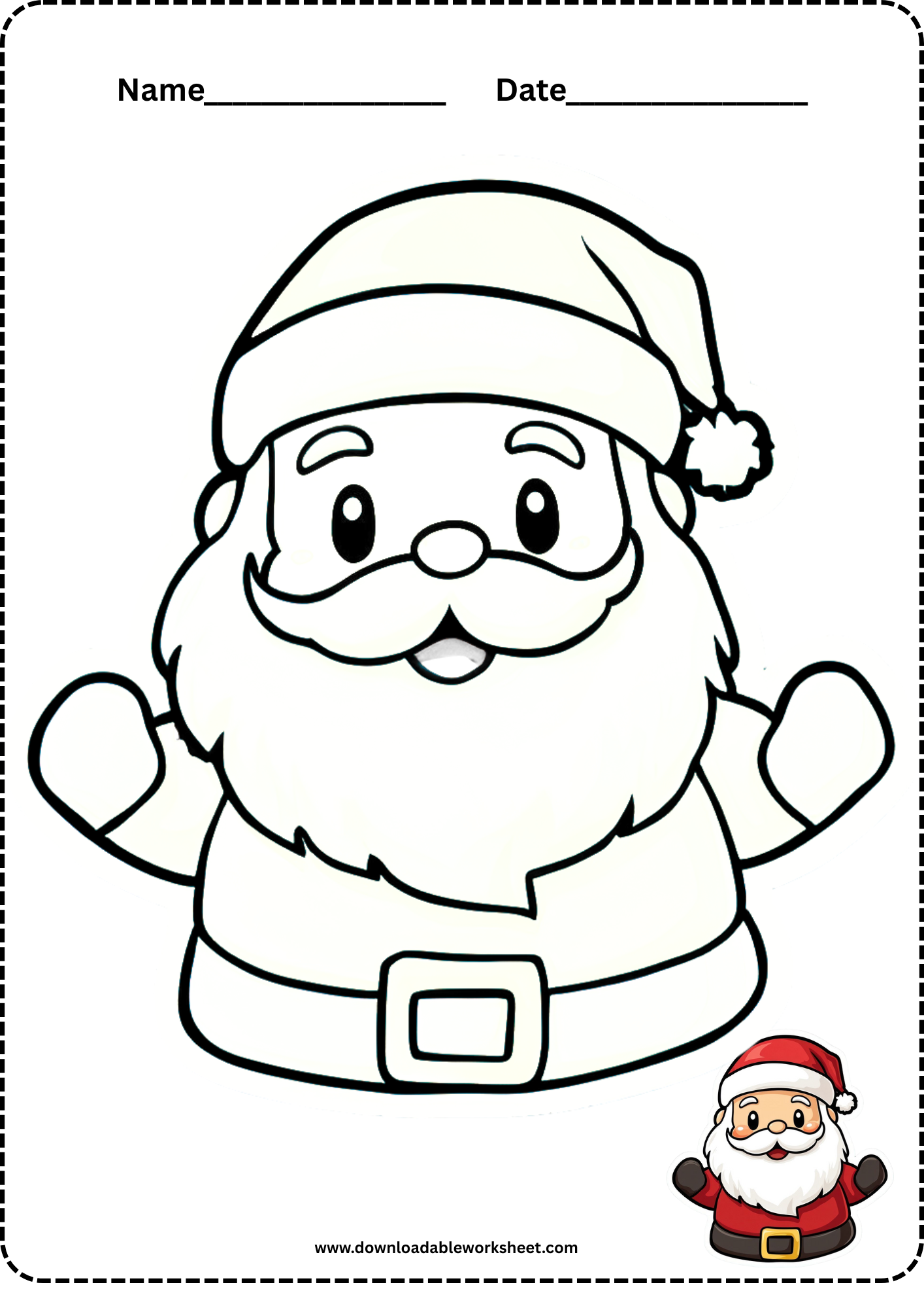 Santa coloring page 2 cute santa coloring page
