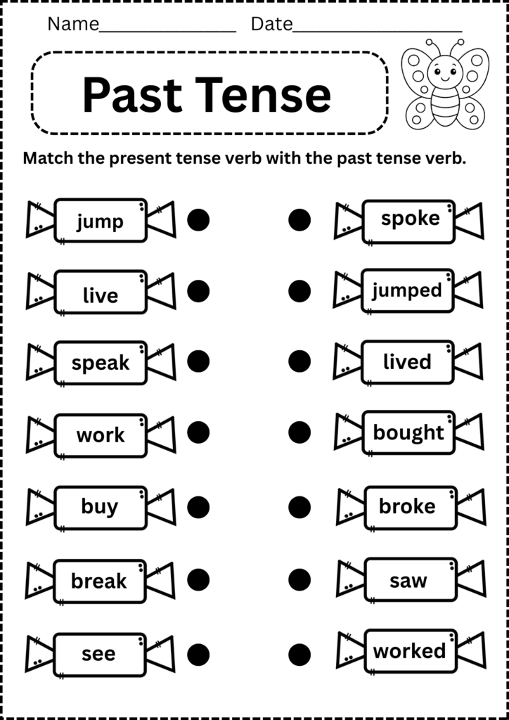 regular and irregular past tense verbs worksheets