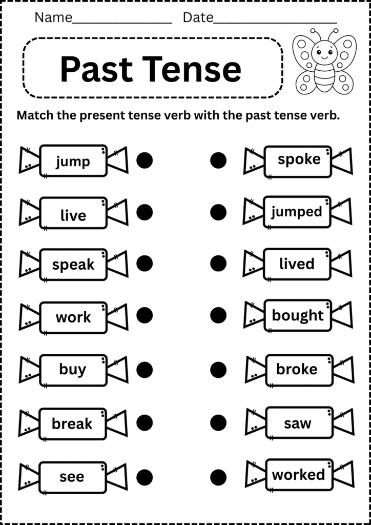 regular and irregular past tense verbs worksheets