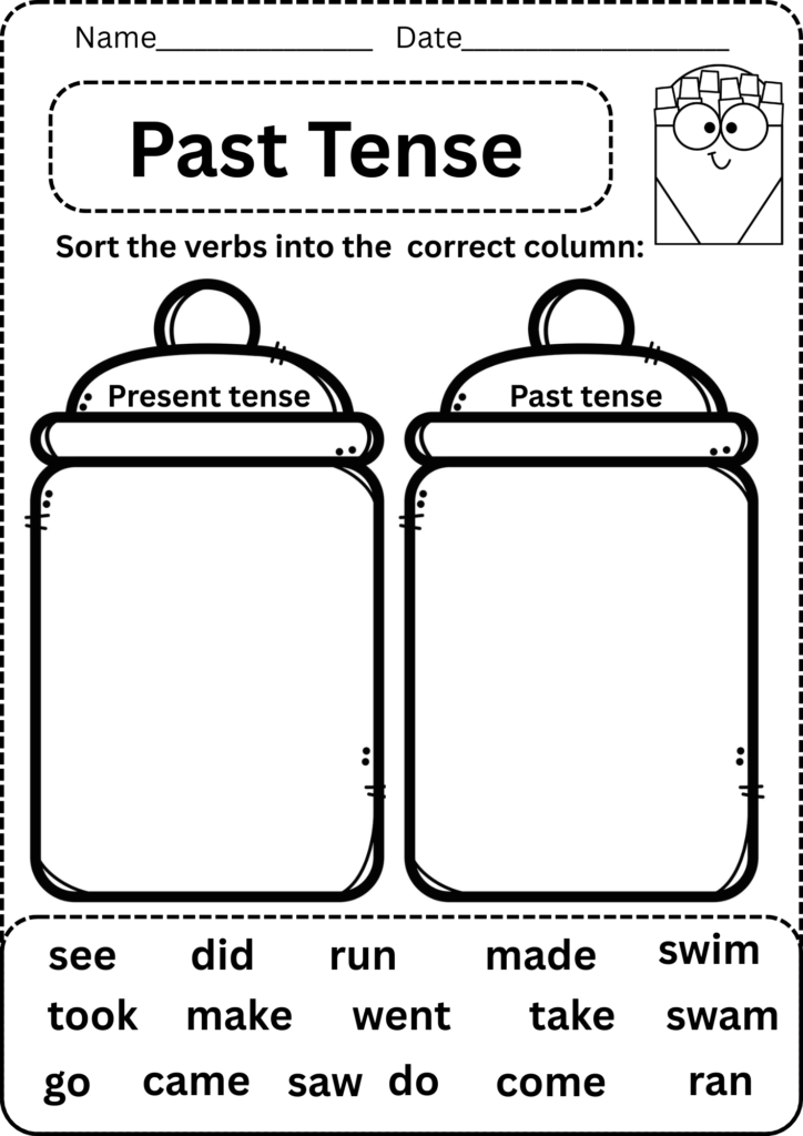 past tense verbs worksheet pdf