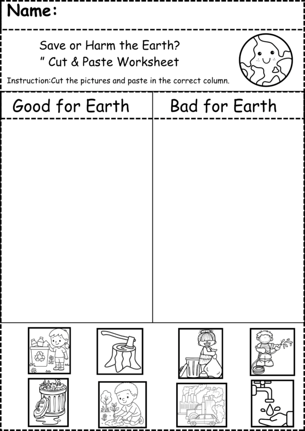 Free Earth Day Printables for Kids (Kindergarten & Grade 1 Worksheets PDF)