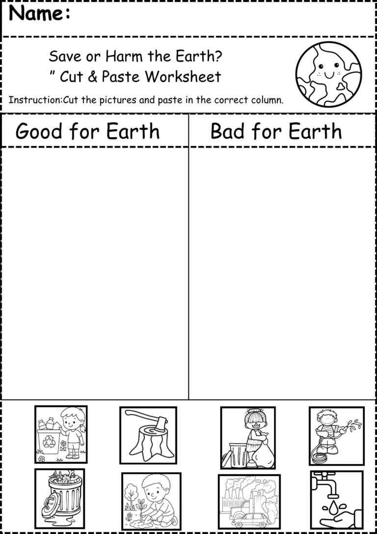 Free Earth Day Printables for Kids (Kindergarten & Grade 1 Worksheets PDF)