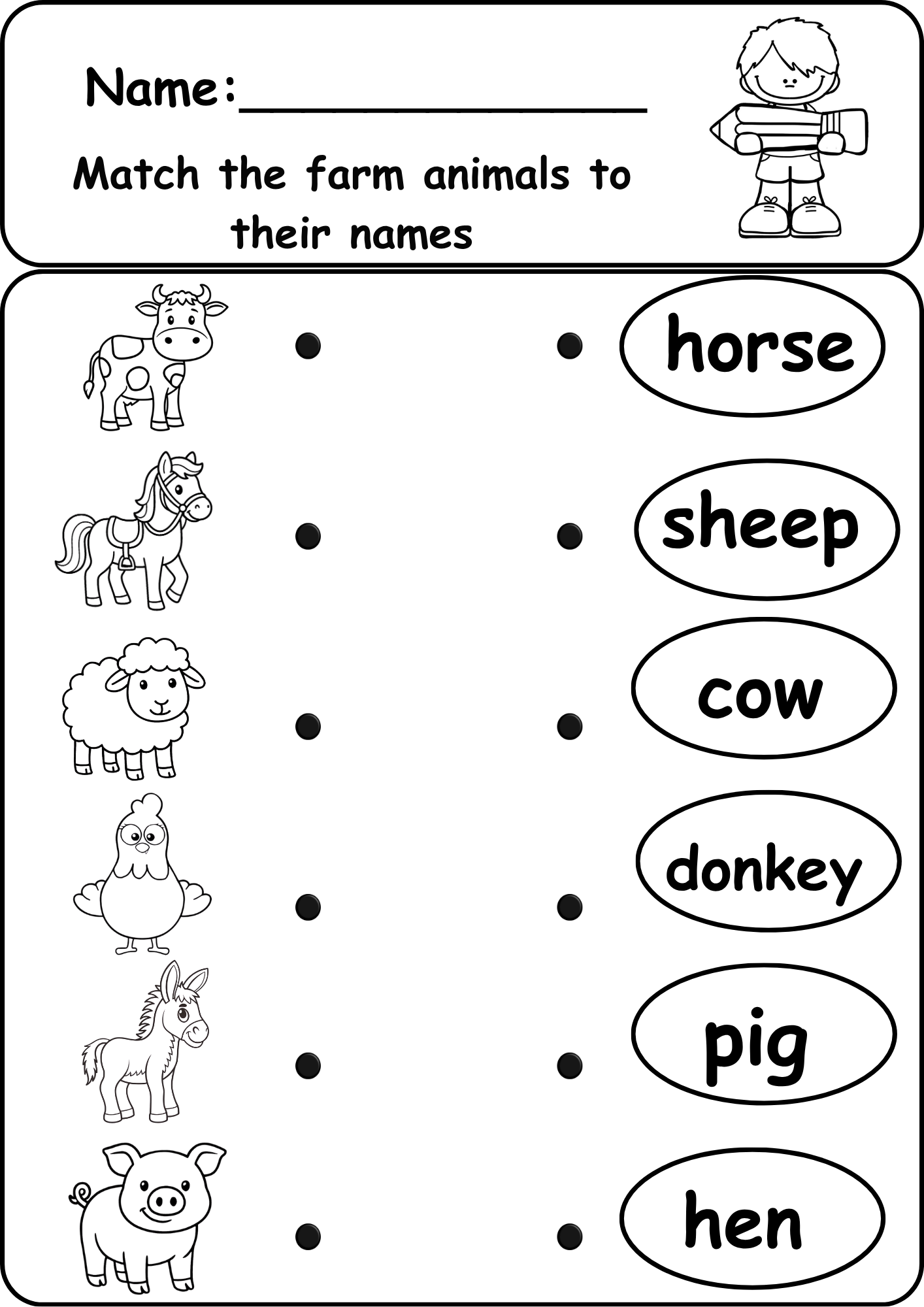 Farm Animals for Kids – Free Worksheet bundle for Kindergarten & Grade 1