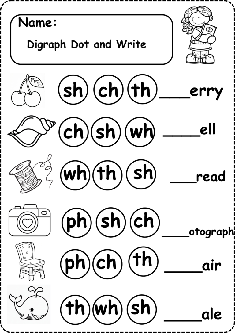 Digraph Worksheets for Kindergarten – Fun & Printable Phonics Activities