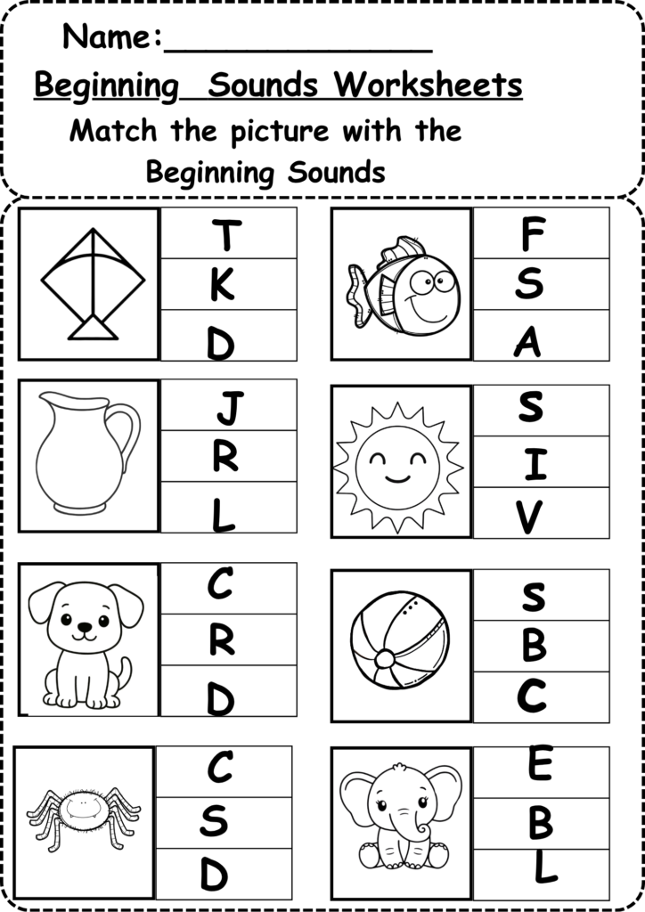 End of the year Kindergarten Assessment Worksheets Beginning Sounds