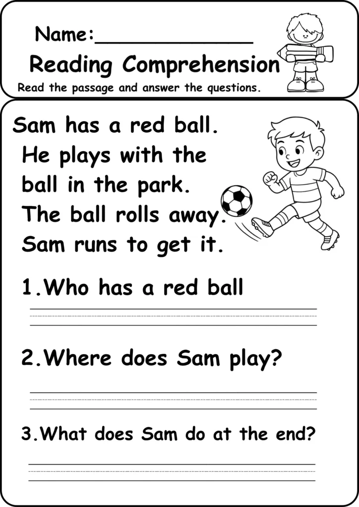 End of the year Kindergarten Assessment Worksheets Reading Comprehension