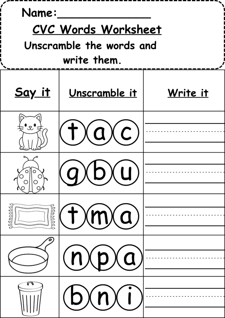 End of the Year Kindergarten Assessment Worksheets CVC