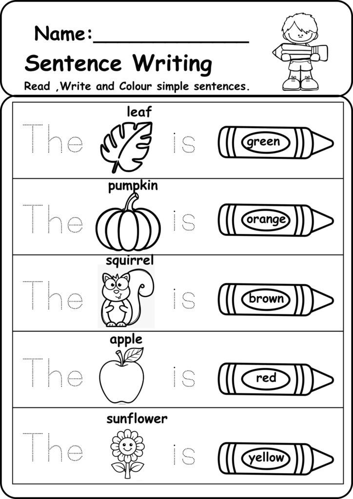 End of the Year Assessment Kindergarten Worksheets Sentence Tracing