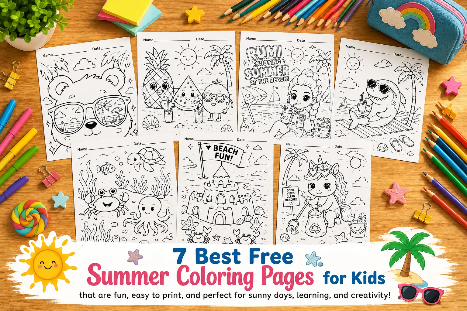 Free Summer Coloring Pages for kids