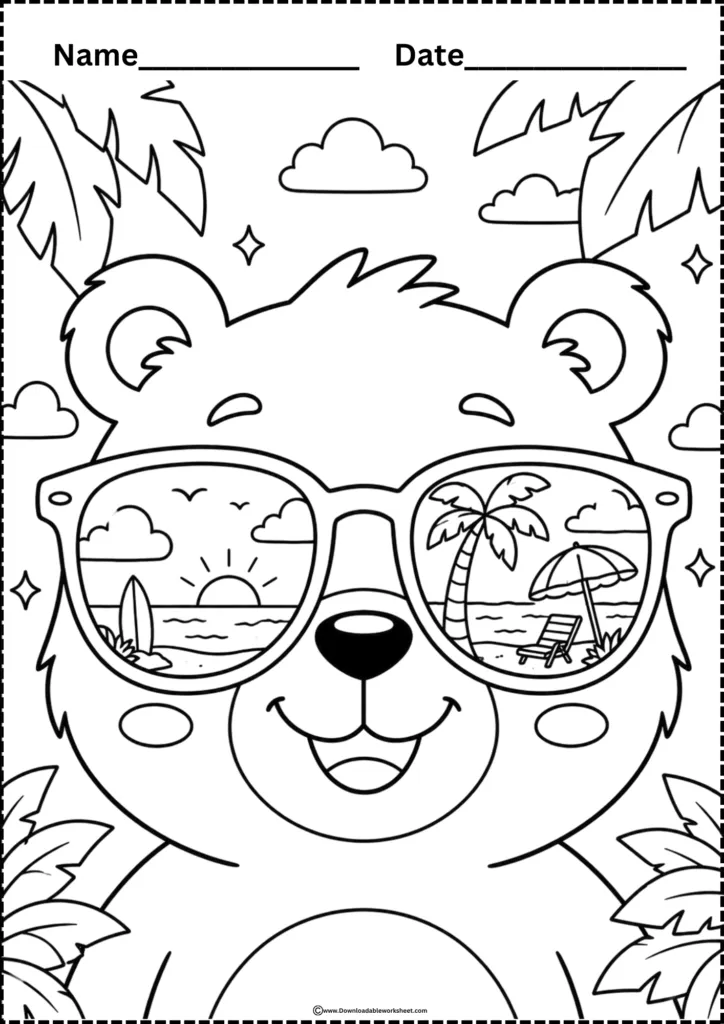 summer coloring page bear