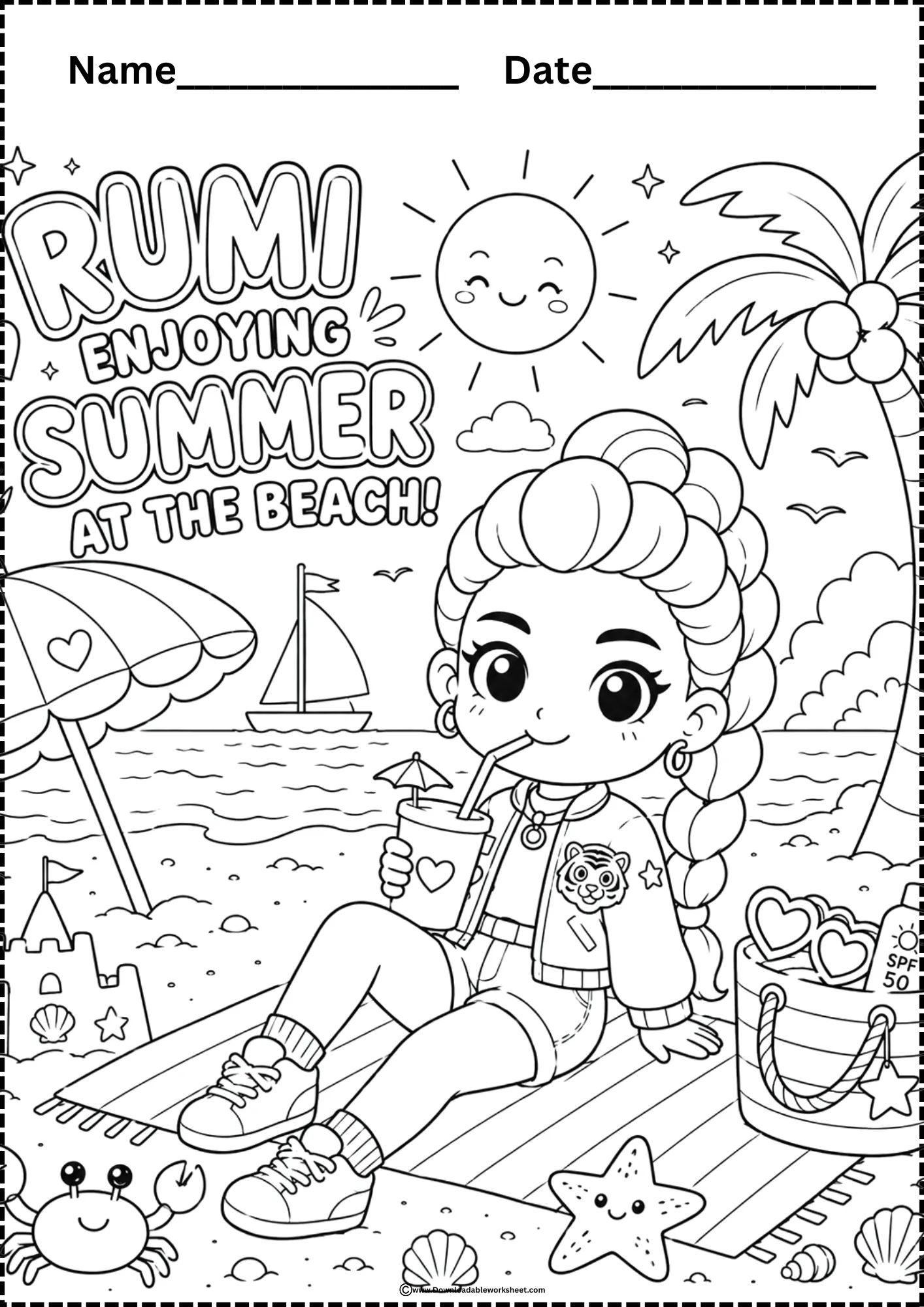 Summer Coloring Page Kpop demon hunters Summer Coloring Page Kpop Demon Hunter