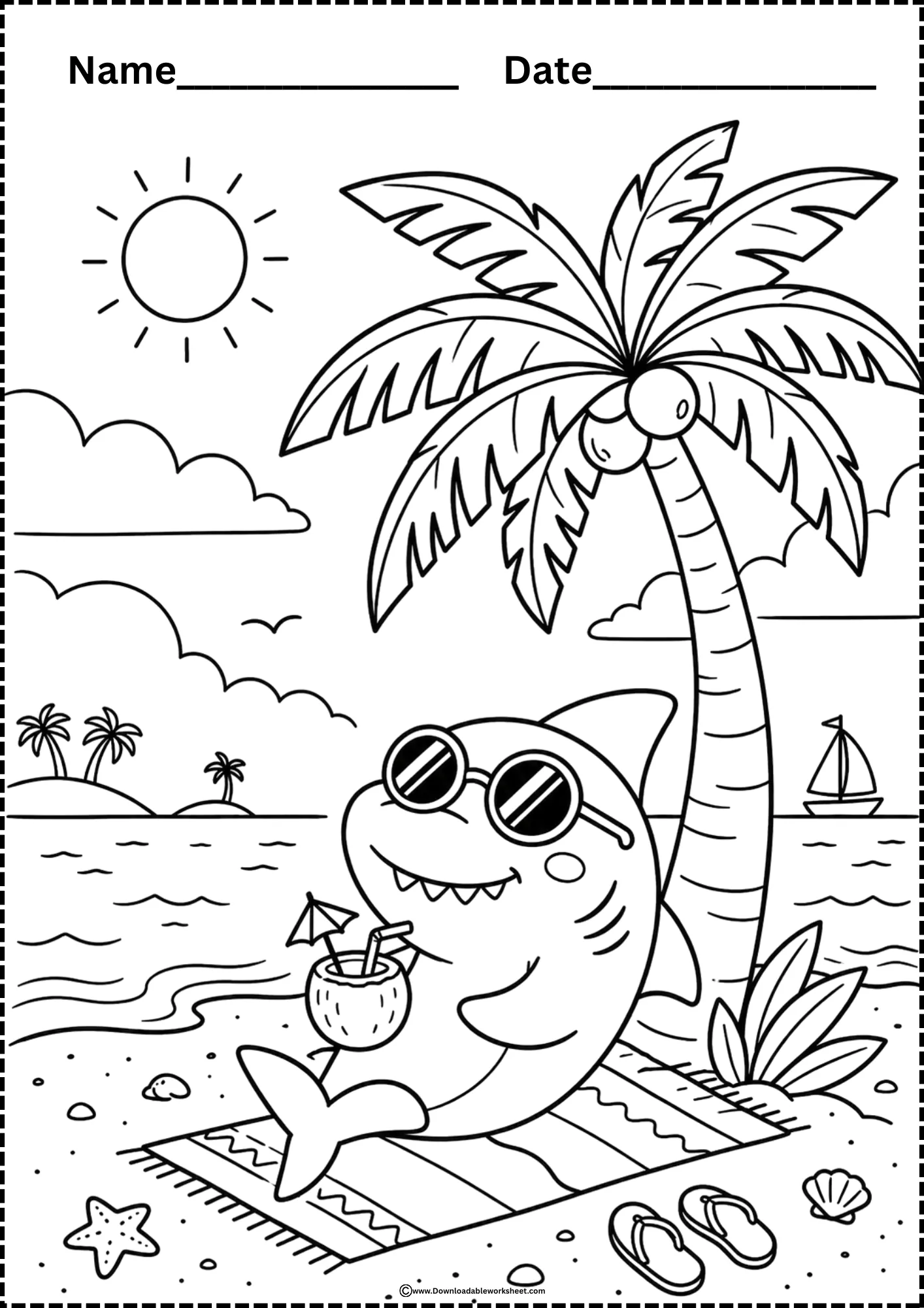 Summer Coloring Page Shark summer coloring page bear